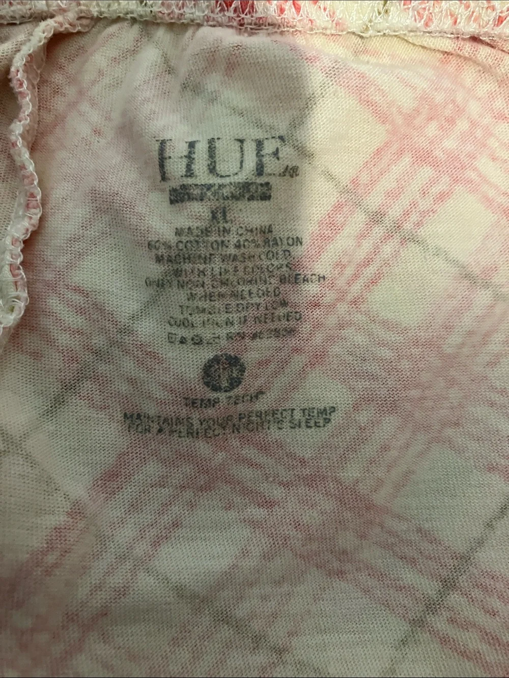 HUE Coral and Cream Plaid Drawstring Shorts